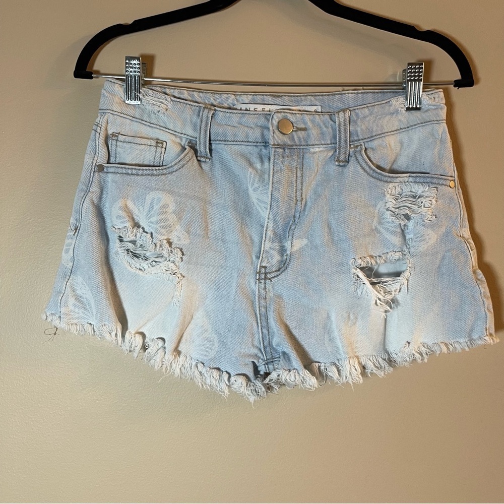 Tinseltown Blue High-Waisted Distressed Jean Shorts